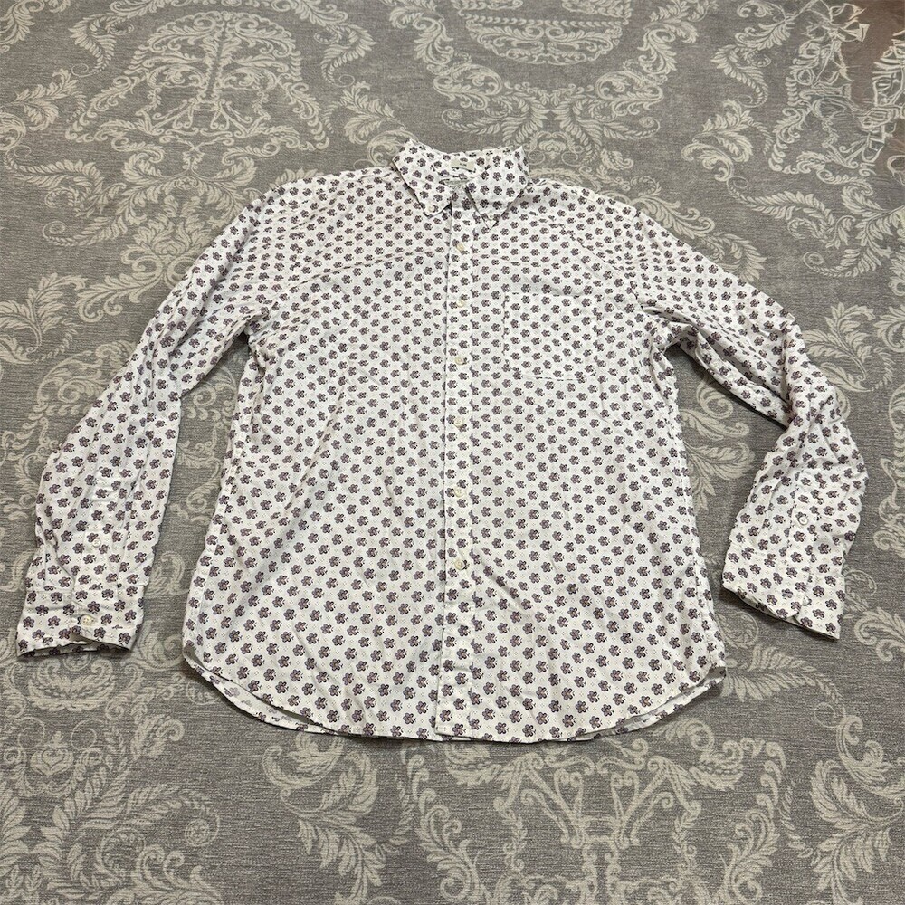 J.Crew Secret Wash Shirt Men's L Slim Fit Purple Floral Button-Up Shirt